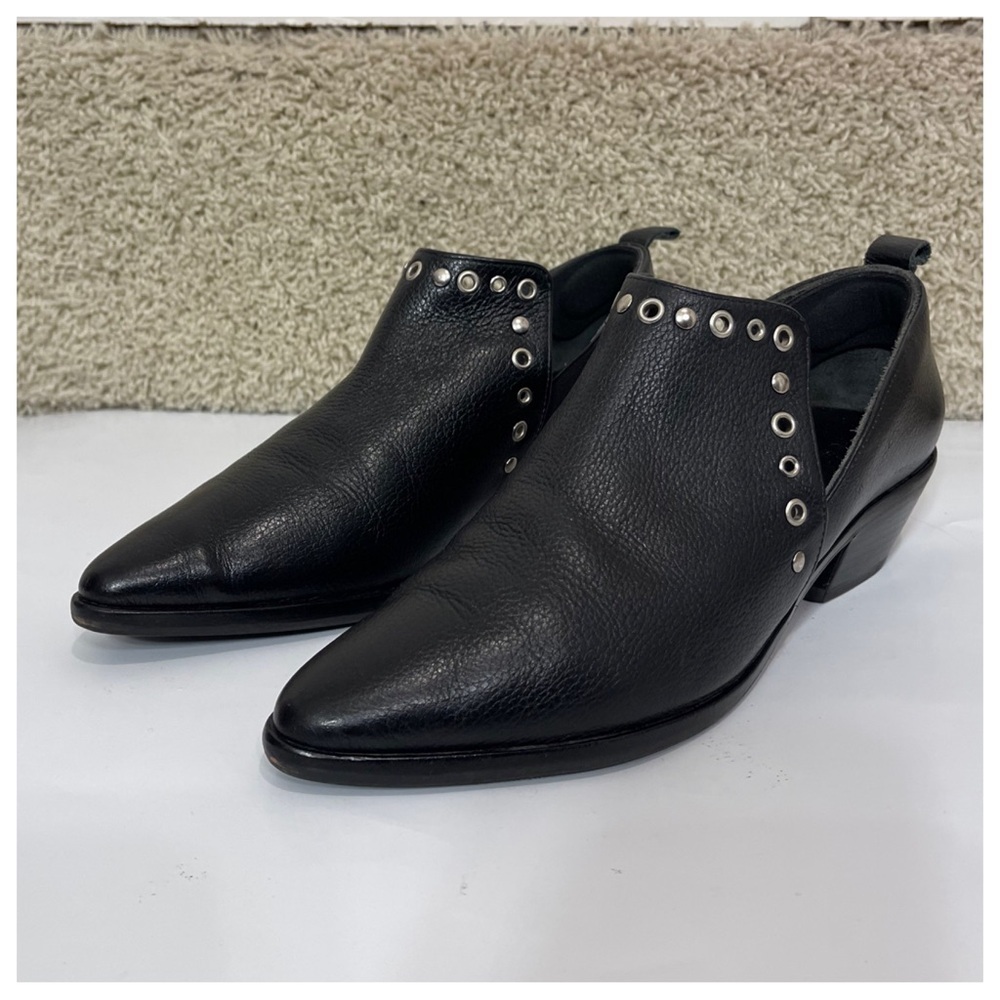Rebecca Minkoff Annette Grommeted Pointy Toe black Ankle boot